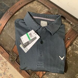 Callaway Opti-dry Men's Black and White Golf Polo Shirt Sz L NWT